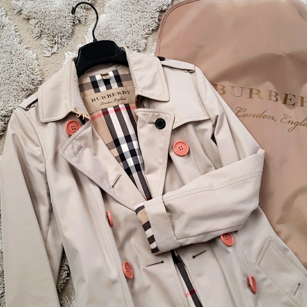 Long Burberry Trench Coat, US Size 6, Stone color (store receipt included)